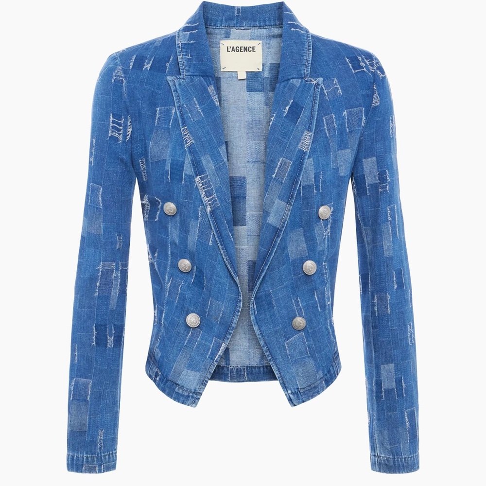 Wayne Patchwork Denim Crop Blazer